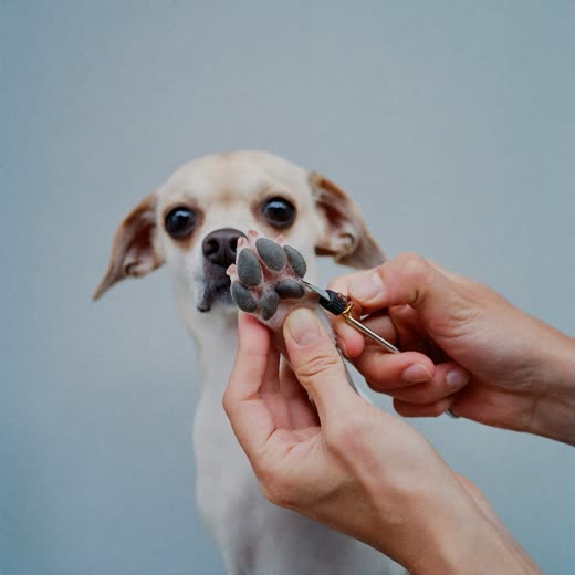 A dog's paw having its nails trimmed